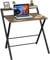 GreenForest Foldable Desk with Monitor Shelf,Small Size Computer Desk No-Assembly,Small Desk for Small Space,Brown