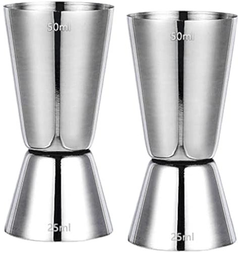 Stainless Steel 25/50ml Cocktail Measuring Glasses - Mezclador de acero inoxidable 304 para medir cócteles de vino,Vasos medidores de alcohol para bar, Juego de 2