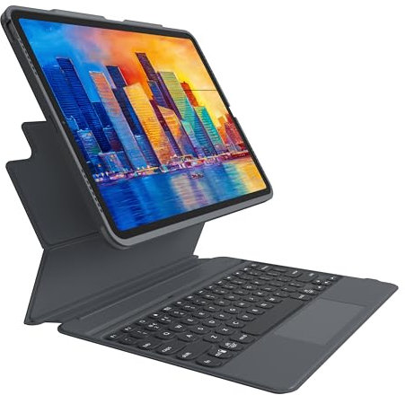 ZAGG Pro Keys Detachable Case & Wireless Keyboard with Trackpad for Apple iPad Pro 12.9 Multi Device Bluetooth Pairing, Backlit Laptop-Style Keys, Apple Pencil Holder, 6.6ft Drop Protection (Charcoal)