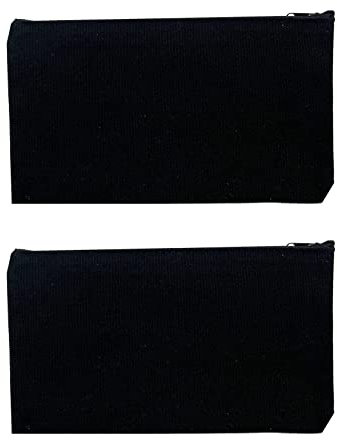 LuenHego 2PCS Pencil Cases Blank Canvas Zipper Pouch DIY Craft Pencil Case Makeup Pen Bag for School Stationary Supplies Makeup Cosmetics, Black