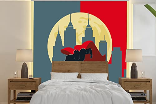MuchoWow Papier peint Super-héros - Urbain - Lune - Ville Papier peint photo 350x350 cm Papier peint imprimé