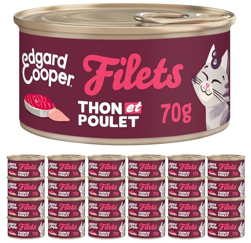 Edgard & Cooper Katzenfilet (Thunfisch und Huhn, 70 g x 24), Fleisch und Fisch und hochwertiges Protein, echte Zutaten für Katzen, natürliche Netze für sterilisierte und aktive Katzen