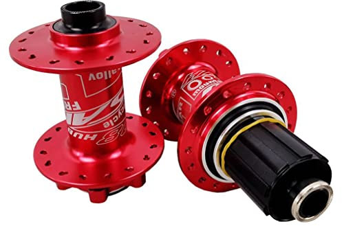Mozzi della Bici MTB 32 Fori Mozzo Freno A Disco Anteriore Posteriore Perno Passante Hub 100/142mm Cuscinetto della Bicicletta Hub Set for 7-12 velocità Cassette (Color : Red 100/142mm)