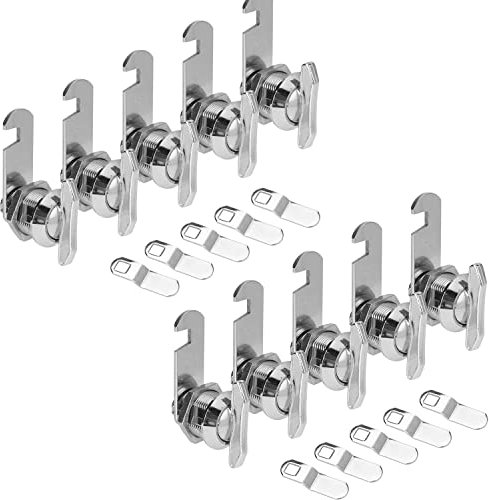 Lot de 10 serrures à came décalée de 1,5 cm, sans clé, cylindre de rechange en métal pour compartiment de camping-car, porte de rangement