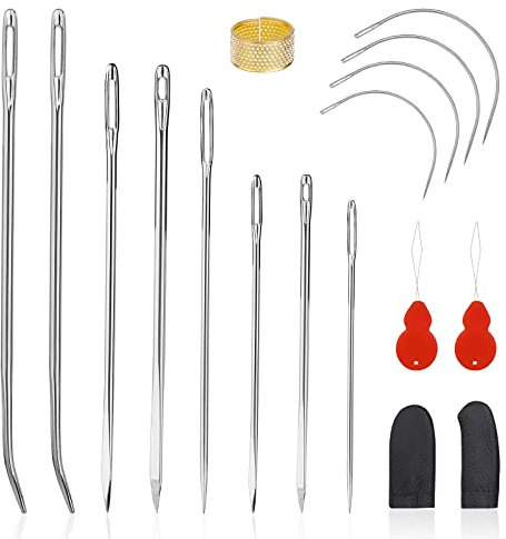 Kit de reparación de tapicería 12 piezas agujas de coser de cuero agujas de coser a mano agujas triangulares agujas de bolsa para reparación de lona