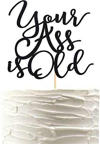 Arthsdite Your Old Cake Topper Funny Theme Decor Supplies Man Woman Happy Birthday Party Decorations - Black Glitter