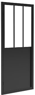 Vente-unique-Porte de douche pivotante noir mat style atelier - 80 x 195 cm - URBANIK