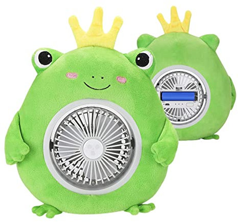 Piccolo ventilatore da scrivania, alimentato a batteria, silenzioso ventilatore USB per scrivania, 3 marce, regolabile, piccolo ventilatore con copertura imbottita in stile cartone animato,