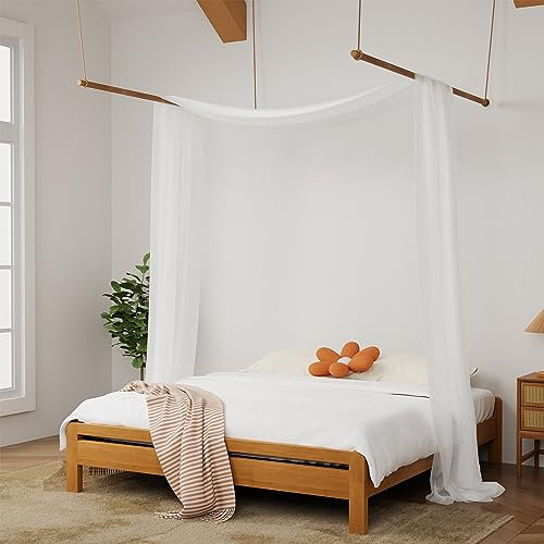Hptmus Betthimmel Bettvorhänge – 1 Paneel Baldachin für Bett in 132 x 570 cm, weiß, transparenter Schal, Betthimmel, Vorhänge, Betthimmel, Vorhänge, luxuriös, durchsichtiger Betthimmel, Schal für