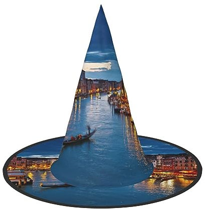 Venedig Nacht Druck Faltbare Spitze Erwachsene Hexen Hüte Zauberer Halloween Cosplay Zubehör Für Frauen