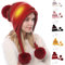 USB Heated Hat Scarf Set, Clearance Women Heated Hat Winter Ear Muffs Knitted Hats Touch Screen Warm Neck Warmer Heating Stripe Splicing Hat Winter Plush Scarf Snood Warm Thick Beanie Cap Scarfs
