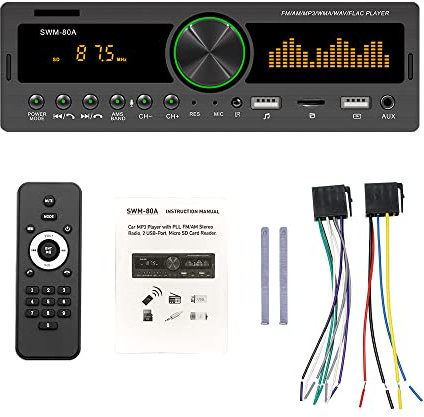 Baceyong Lecteur MP3 stéréo de voiture avec écran tactile - Radio FM - Lecteur MP3 - Simple DIN - Avec Bluetooth