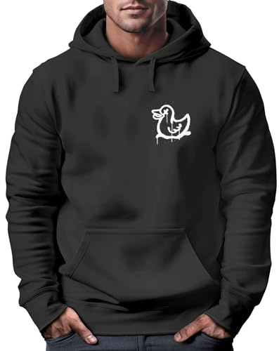 Neverless® Hoodie Herren Print Aufdruck Motiv Kapuzen-Pullover Männer Fashion Streetstyle schwarz 5XL