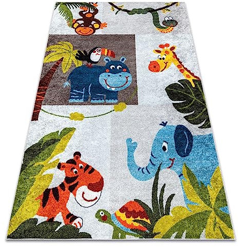 rugsx Kinderteppich JUNIOR 51858.802 Tiere, Afrika, für Kinder, Anti-Rutsch - grau 140x190 cm