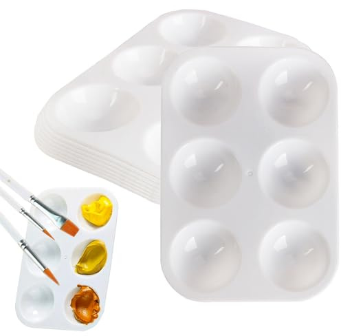 Rukinovi 8pcs Paint Tray Palette, Plastic Watercolor Paint Palette,White Paintings Paint Tray Great for Kids and Students to Paint and Make DIY Crafts for School Projects