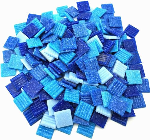 Carreaux de mosaïque en quartz - 500 g - 2 cm - Pierres multicolores pour loisirs créatifs, loisirs créatifs, décoration murale d'intérieur (mélange de bleu)