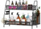 VITVITI Gewürzregal, 2 Etagen Küchen Organizer, Metall Schrank Organizer, Stehend Badezimmer Organizer, Küchenregal Arbeitsplatte für Küche, Badezimmer, Büro, Schwarz