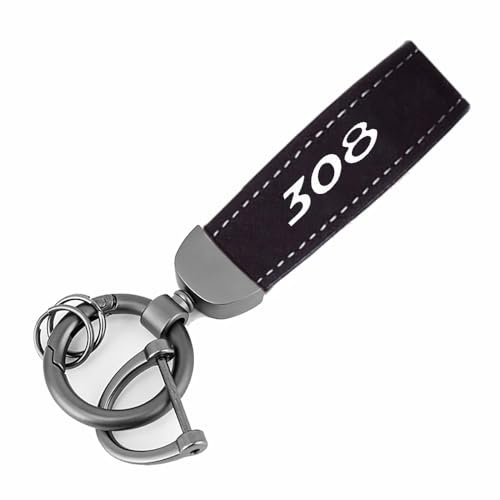 TrUkd Porte clés de Voiture Porte-clés Accessoires Compatible avec pour Peugeot 308 - Cuir Fibre de Carbone métallique - Cadeaux d'amateur de Voiture,S-B