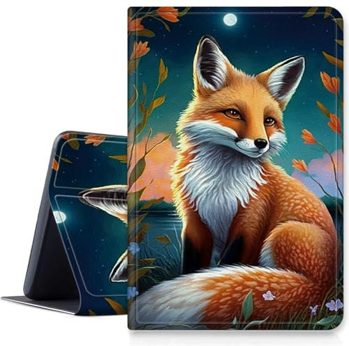 Cute Fox Schutzhülle für iPad 9. / 8. / 7. Generation 25,9 cm (10,2 Zoll) 2021/2020/2019, stoßfest, PU-Leder, Klappständer, mit automatischer Sleep/Wake-Funktion, für iPad 10,2 Zoll