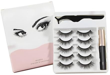 ZXUPOI 5 Paires Faux Cils Magnétique, Cils Magnétique Aspect Naturel, Faux Cils Imperméables Ultra Légers et Faciles à Utiliser Aucune Colle Requise