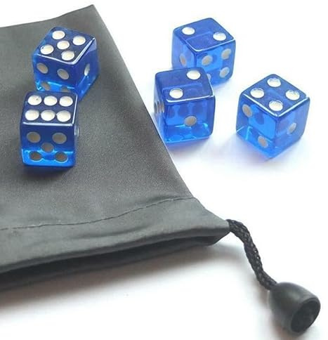 10 Stück 19 mm 6-seitige Würfel D6 RPG D&D Spiel Transparent Blau + Beutel Set