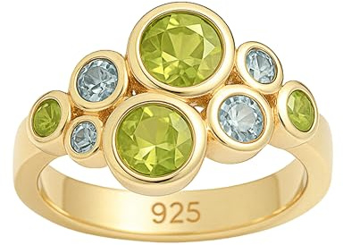 Peridot und blautopas Edelstein Cocktail Vergoldet Sterling Silber ring