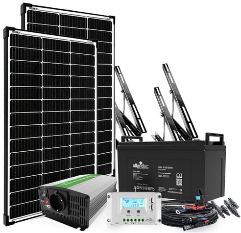 Offgridtec 200W Garten-Solaranlage mit 12V AGM Akku und 500W Wechselrichter