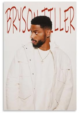 Bryson Tiller-Poster, Rapper-Poster, Leinwand, langlebig, farbecht, Wandkunst, dekoratives Gemälde für Wohnzimmer, Schlafzimmer, Heimdekoration, 20 x 30 cm, ungerahmter Stil
