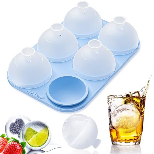 HONYAO Eiswürfelform Kugel Silikon mit Deckel, Runde Eiskugelform BPA Frei, Faltbar Auslaufsicher 5cm Eiswürfelform Groß