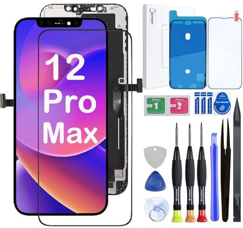 Paisrulim for iPhone 12 Pro Max Screen Replacement,Full HD LCD Display 3D Touch Digitizer Assembly with iPhone 12 Pro Max 6.7 inch (Model :A2342, A2410, A2411, A2412) Compatible with Repair Tools