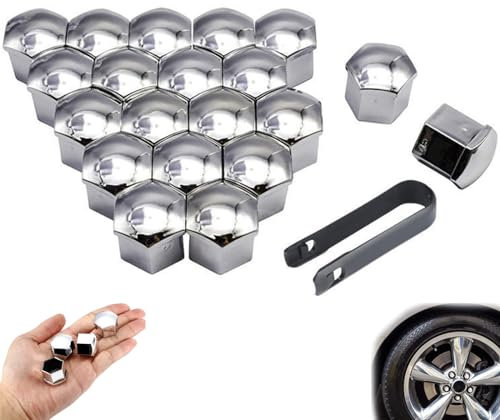ElevaPulse Radschraubenkappen 17mm, 20 Stücke Radmutterkappen Set, Sechskant-Reifen Muttern-Abdeckungen mit Demontagewerkzeug, Universal Reifen Mutter Radbolzen Kappen