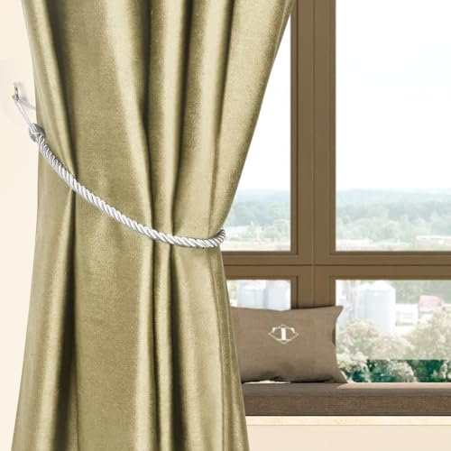 Fermatenda con ganci, ganci a vite in acciaio, per soggiorno, sala da pranzo, camera da letto, cucina, bagno, scale, balcone (confezione da 2)