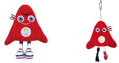 Doudou et Compagnie - Peluche Phryge 23 cm en Sachet - Mascotte Officielle des Jeux Olympiques Paris & Porte-Clé Peluche Phryge Paralympique - Mascotte Officielle des Jeux Olympique