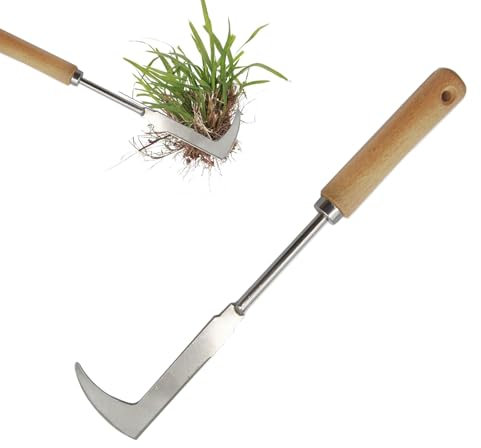 Couteau Désherbeur, Désherbeur de Fissures, Desherbeur Manuel, Couteau Fissure avec Manche Bois, Couteau grattoir en acier inoxydable, Weeder de Jardin, pour Éliminer Mauvaises Herbes et La Mousse