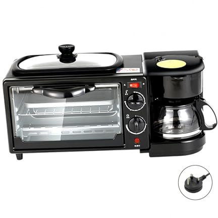 F Fityle Breakfast Machine Breakfast Maker Bread Heat Selector Mode Toaster with Frying Pan Breakfast Station Breakfast Center Station