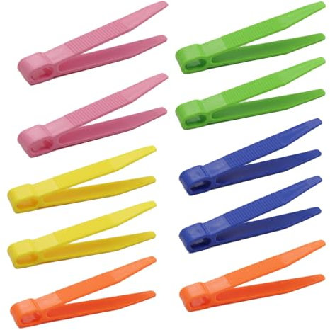 Lot de 10 pinces à épiler colorées en plastique pour enfants - Pour l'entraînement sensoriel de la motricité fine - Pour les travaux manuels et les jouets pour enfants