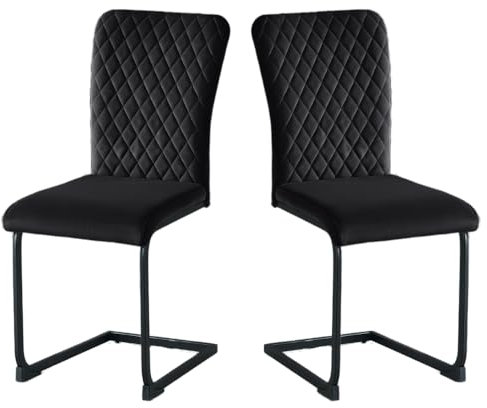 JYMTOM Freischwinger Schwingstuhl Esszimmerstuhl 2er Set mit Samt-Bezug und hoher Rücklehne, Metallgestell, Polsterstuhl für Wohnzimmer Konferenzraum und Esszimmer (2, Schwarz)