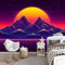 Fototapete Synthwave der 80er Kinder Schlafzimmer Wandbilder Berge und Sonnenuntergang Wandmalerei fototapete Zuhause Dekoration Kunst tapeten Wohnzimmer Schlafzimmer kinderzimmer- 250 x 175 cm