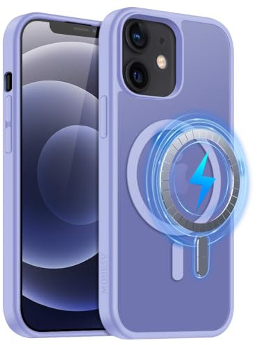MOBESV Magnetisch Hülle für iPhone 12 Mini/iPhone 13 Mini 5,4 Zoll, Handyhülle kompatibel mit MagSafe, Durchscheinende Matte Dünn Stoßfest Schutzhülle, Helllila