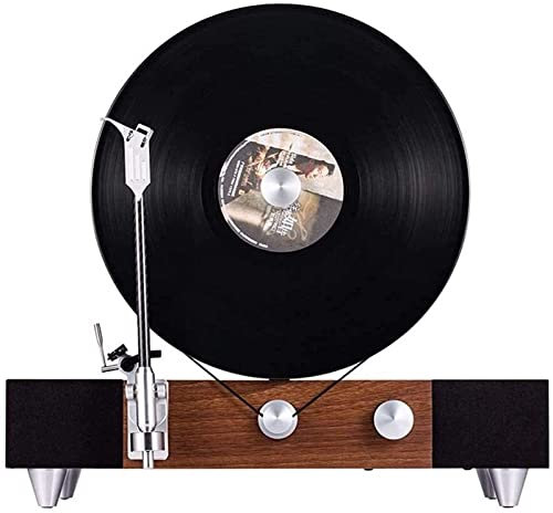 KXQYIKYI Music Box Vertical Bluetooth Turntable – Speed Record Player – Auto Stop Feature – Amplified Triple Built-in Stereo Speakers – Headphone Jack Input RCA Outputs-Brown for Enter