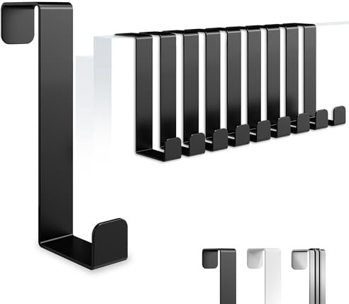 4happy Türhaken zum Einhängen, 10er Set, Schwarz | Kleiderhaken Tür, rostfreie Haken zum Einhängen einzeln verwendbar oder als Türhakenleiste einsetzbar, mit hoher Tragkraft