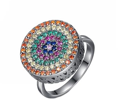 Wycian Verlobungsring Damen Unendlich, Ring mit Stein Herren Kupfer Zirkonia Bunt Größe 57 (18.1) 16.6mm Rund mit Zirkonia Bunt Personalisiert für Mutter Muttertag