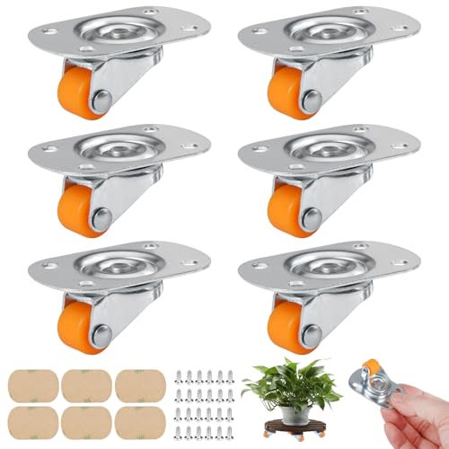 6 Piezas Ruedas Pequeñas Pivotantes para Muebles con Tornillos, 12mm Ruedas para Muebles Pequeñas Pueden Girar 360°, Mini Ruedas de Goma Silenciosas con Autoadhesivas pour Petits Meubles