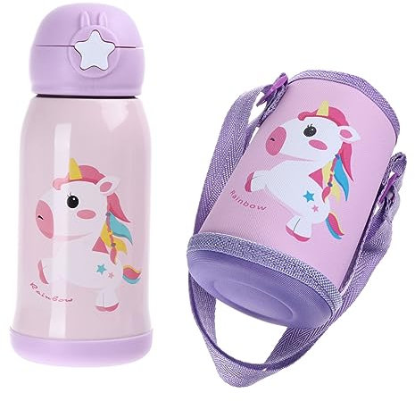 Holibanna Borraccia Termica Acciaio Per Cannuccia Design Stelle Viola Per Scuola e Attività All Aperto