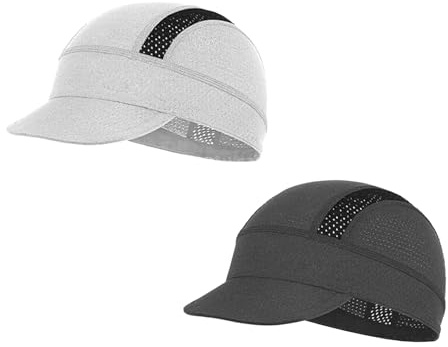 Faxianther 2 Stück Unterziehmütze Fahrrad Cap Sommer Fahrradhelm mit Schirm Radmütze Atmungsaktive Schnelltrockned Bandana Cap Kopftuch Sonnenschutz Laufmütze Bikertuch Radsport Mützen