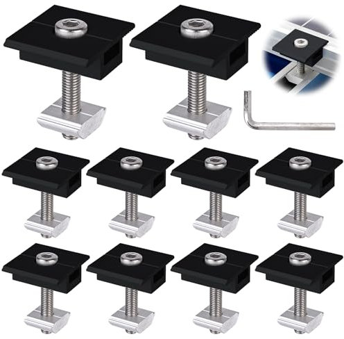 Supporto per modulo solare, morsetti centrali, 30 mm, 10 pezzi, supporto per pannello solare, supporto per modulo PV, fissaggio pannello solare, colore nero, per tetto, centrale, balcone, camper