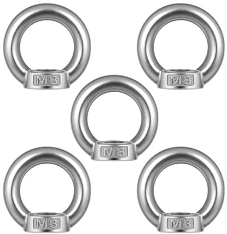 5 tuercas anulares M8, 304 de acero inoxidable 304, tuerca de ojal, ojales anulares, tuercas anulares, tornillos de anillo, perno de ojo para accesorios de elevación
