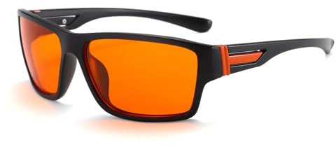 Long Keeper Occhiali Luce Blu PC Computer Lenti Arancioni Quadrati per Uomo Donna Occhiali Gaming Anti Luce Blu Anti Affaticamento per Schermo PC Cellulare (Nero)