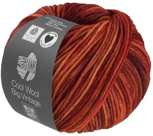 LANA GROSSA Cool Wool Big Vintage | Merinoklassiker mit Ton-in-Ton Farbeffekt | Handstrickgarn aus 100% Schurwolle (Merino extrafein) | 50g Wolle zum Stricken & Häkeln | 120m Garn FB 7188