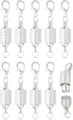 PATIKIL Schraubverschluss Magnetische Halsband Verschlüsse 10Stk Magnetische Schmuck Verschlüsse Und Verschlüsse Mit Schraubenmuster Einschraub Magnetischer Lobster Für Halsband Silber